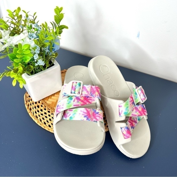 Chaco Chillos Hash Slide Sandal Light Tie Dye Women’s Size 6 - Picture 4 of 17